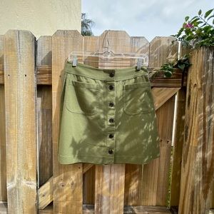 NWT Madewell Olive Green Button Mini Skirt